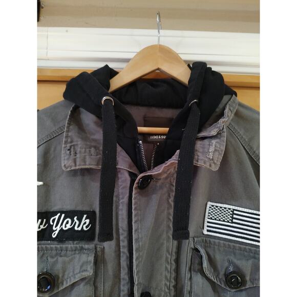 Women's REBEL & SOUL New York Patch Dark Gray Full Zip/Button Jacket Sz XXL - Picture 7 of 11